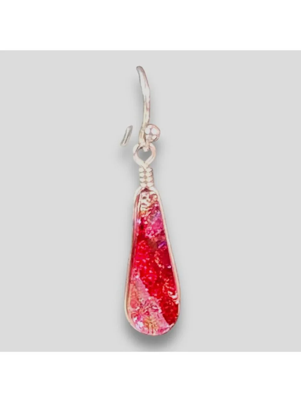 Handmade Red & Black Teardrop Dangle Earrings With Silver Hooks - Lightweight &